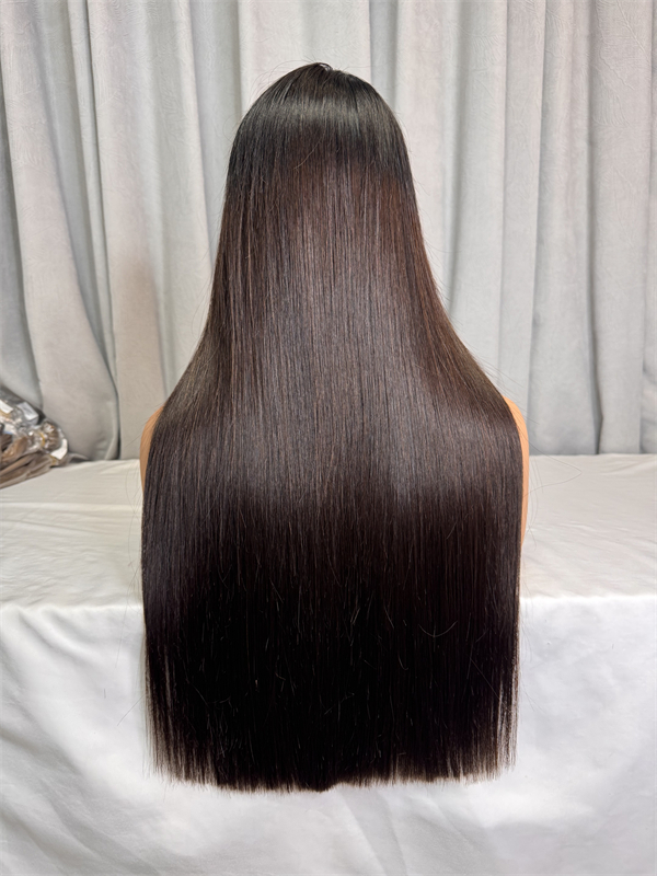 Stema #1B/2 Black Root 300% Density Double Drawn Bone Straight 2x6 5x5 Lace Closure Wig